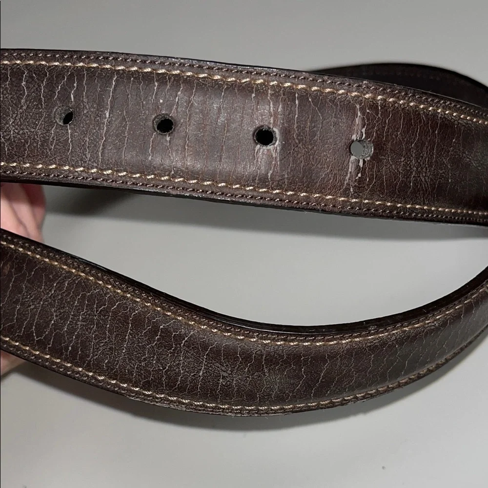 Dickies Dark Brown Leather Lined Belt w/Silver Buckle size 36”